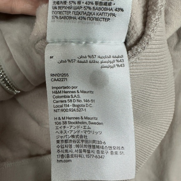 H&M Womens Full Zip Up Hoodie Sweatshirt Drawstring Long Sleeve Pink Size M - Picture 4 of 5